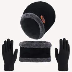 Touca de Frio Forrada + Gola Forrada + Luva normal - Masculina e Feminina Kit Inverno