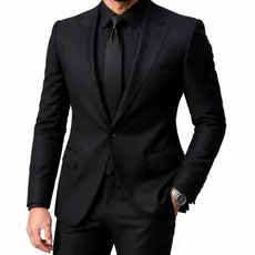 Costume Poliviscose Slim Italiano Masculino All Black - Model Premium Deluxe