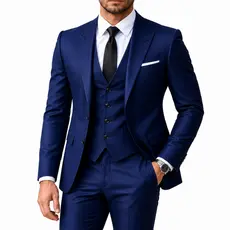 Costume Poliviscose Slim Italiano Masculino Azul-Noite - Model Premium