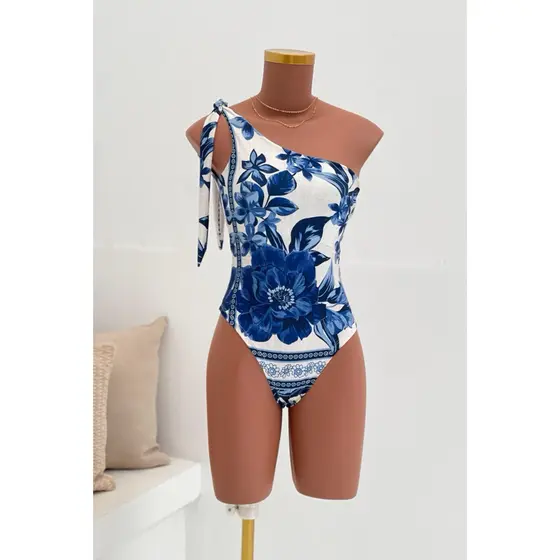 Body estampado um ombro só moda praia blogueira ombro único Bory Bori