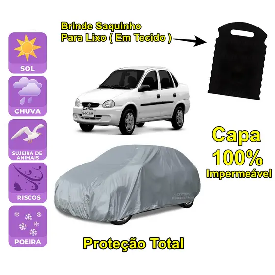 Capa cobrir carro Chevrolet Corsa Sedan 100% Impermeável Proteção Total Bezzter
