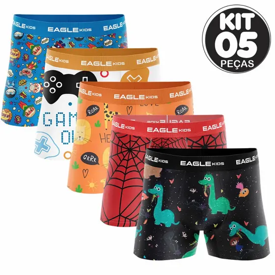 KIT 10 ou 5 CUECAS BOX BOXERS INFANTIL SORTIDO