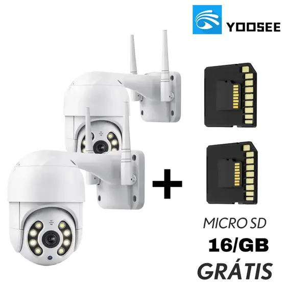 Kit 2 Câmeras Segurança yoosee Externa Acesso Celular + 2 SD 16GB Grátis
