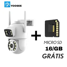 KIT Câmera De Segurança Lente Dupla IP66 Wi-Fi 360° Sensor Movimento Visão Noturna+MICROSD 16GB