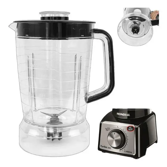 Copo De Liquidificador Para Mondial Turbo Inox L-1000 L-1100 L-1200