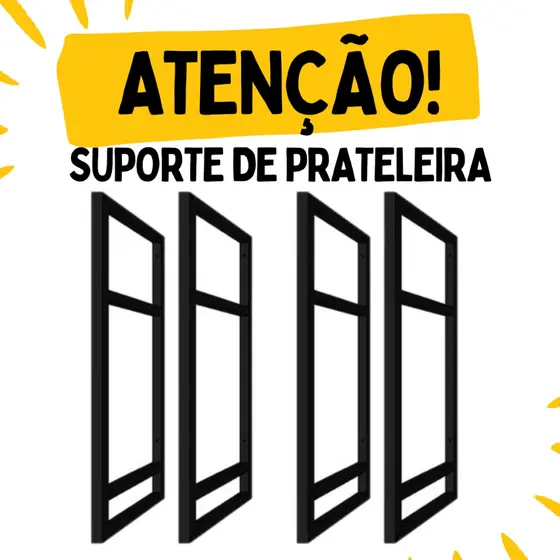 Kit Suporte Prateleira Estilo Industrial P/ Prateleira Parede Preto 29,50 x 60 cm