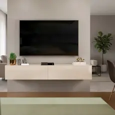 Rack Suspenso para Painel ou TV até 55 Polegadas 2 Portas 1,10m Off White Paris