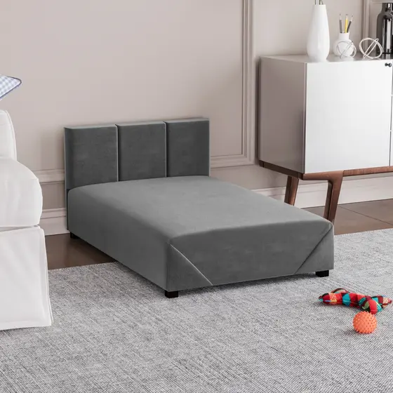 Cama para Cachorro e Gato Pequeno e Grande 80cm e 60cm Box com Cabeceira em Suede