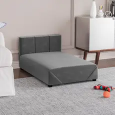 Cama para Cachorro e Gato Pequeno e Grande 80cm e 60cm Box com Cabeceira em Suede