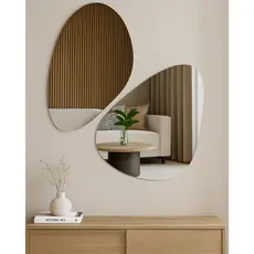 Kit 2 Espelhos para Sala Banheiro Decorativo Orgânico com Suporte Fixado