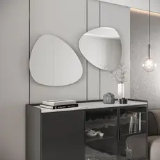 Kit 2 Espelhos Orgânico Lapidados em Vidro 70x58cm com Suporte de fixação