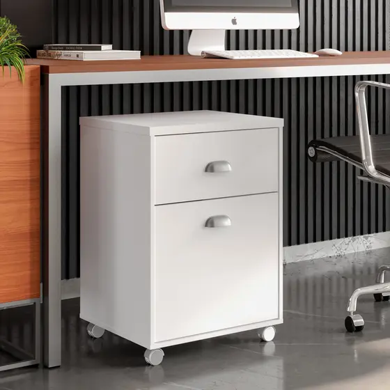 Gaveteiro Faria Lima Organizador com Rodas de Mesa Escritório 2 Gavetas Home Office Cores