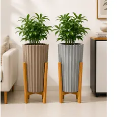 Suporte Madeira Legs com Vaso para Plantas Cachepot Decorativo em Polietileno 79cm