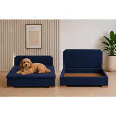 Sofá Cama Pet Baú Organizador em Suede 2 em 1 Luxo para Cães e Gatos 80cm Cores