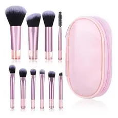 Kit 10 mini Conjunto Completo De Pincéis De Maquiagem Portátil Profissional Com Bolsa Para Viagem