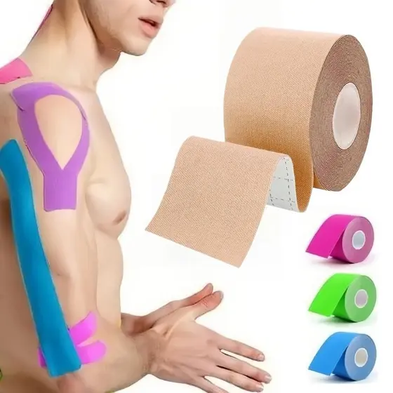 Fita Kinesio Bandagem Elástica 5cmx5m Tape Fisioterapia Adesiva Alivia a Dor Lesão Atleta
