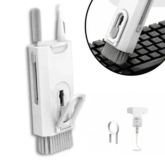 Escova de Limpeza Multifuncional Teclado 8 em 1, Fone de Ouvido, Teclado, Tela de Computador