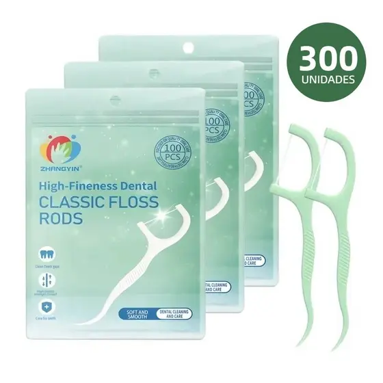 Kit Fio Dental 100/200/300 Unidades em Saco, Ultra Fino Portátil, Higiene Bucal Diária