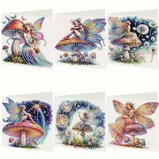 6 Peças De Cartão Comemorativo 5d Diy Painting Pequena Fada Vil