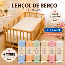 Lençol de Berço Kit 2 ou 3 100% Algodão com Elástico 70x130x12 – Malha Confortável