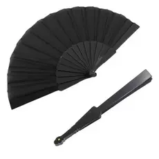 Leque de mão compacto liso cor única cor Preto