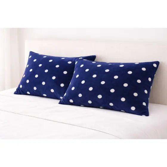 Kit 2 Fronhas Flannel Poá Fleece Plush Macia Quente Inverno Aveludado Antialérgica Capa Travesseiros