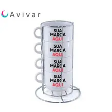 Xícaras personalizadas com suporte - Torre de xicaras de porcelana