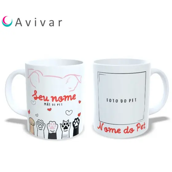 Caneca personalizada Mãe ou pai de pet - Foto do seu pet