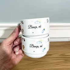 Modelo 02 | Xícara Porcelana VOVÔ, VOVÓ, estou chegando, gravidez, presente150ml com nome
