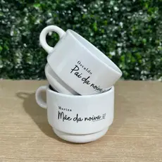 Modelo 9 | Xícara Porcelana Mãe da noiva, pai do noivo, Casamento, Minimalista 150ml