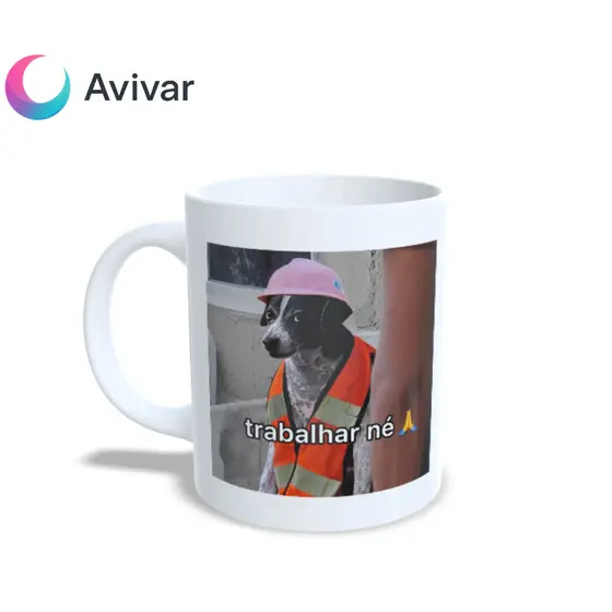 Caneca Trabalhar Né Meme Cachorro Operário CLT Engraçada presente