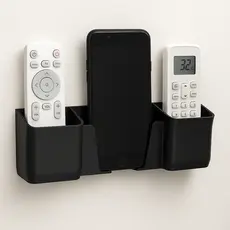 Suporte Triplo Parede Universal 2 Controles + Celular Fita dupla face Forte Preto e Branco