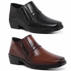Kit Com 2 Bota Botinha Social Masculina Com Zíper Elegante Confortável