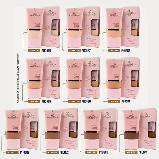 BASE MATTE ALTA COBERTURA EFEITO MATTE Phállebeauty