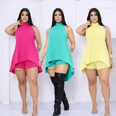Conjunto Feminino Crepe Dunas Premium Elegante Social Frente Única Estilo Com Decote nas Costas