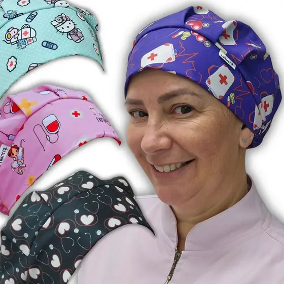 Touca cirurgica gorro feminino de enfermagem hospitalar saúde com elástico