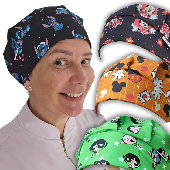 Touca Cirurgica Feminina Com Elástico Gorro Personagem Confortavel