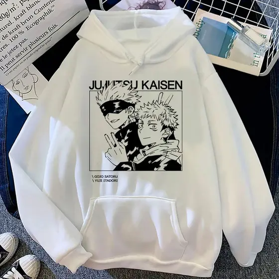 Blusa Moletons Com Capuz Jujutsu Kaisen Canguru Gojou Satoru Anime Casaco Unissex Moda Outono Inverno