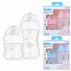 Kit 2 Mamadeiras Buba Anticólica 120/270ML Bico Pétala Silicone Macio Easy Flow Antivazamento