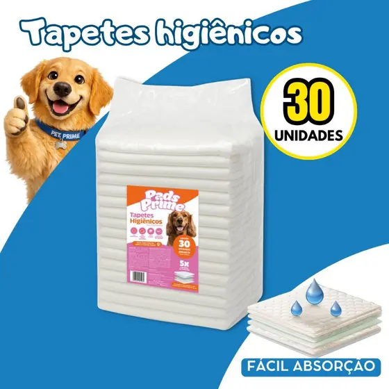 Tapete Higiênico 80X60 30UN PADS PRIME Pets Cães Cachorro