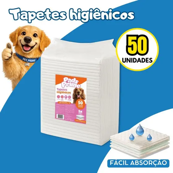 Tapete Higiênico 80X60 50 e 100 unidades PADS PRIME Pets Cães Cachorro