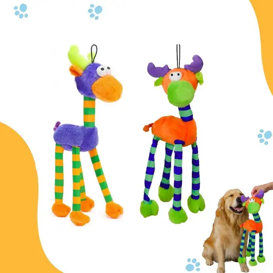 Brinquedo para Cachorro Alce de Pelúcia 50cm com Apito – Brinquedo Interativo Savana Pet