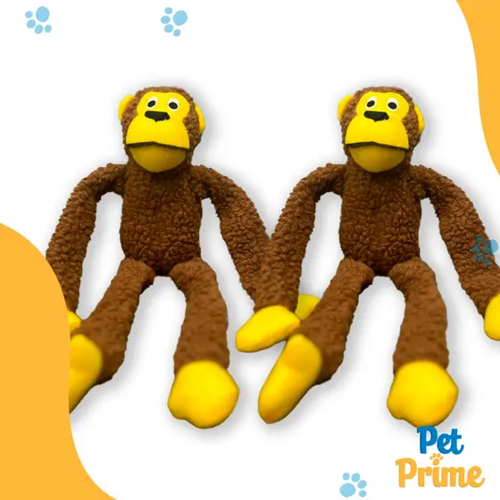 Kit 2 Brinquedos para Cachorro de Pelúcia Macaco com Apito Pet Prime