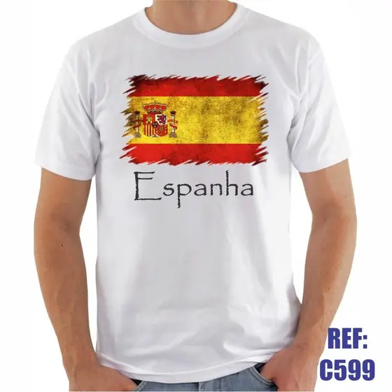 Linda Camiseta Espanha Bandeira País Europa Madrid Premium