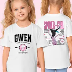 Camiseta Infantil Mulher - Aranha Gwen Stacy Moda Juvenil Geek Blusa 100% Algodão