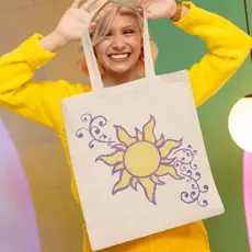 Ecobag Sol Enrolados Princesa Rapunzel Sacola Ecológica Casual Em Algodão Cru