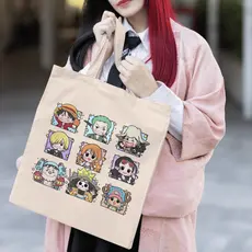 Bolsa Ecobag One Piece Mugiwaras Piratas do Chapéu De Palha Anime Sacola Ecológica Em Algodão Cru Casual