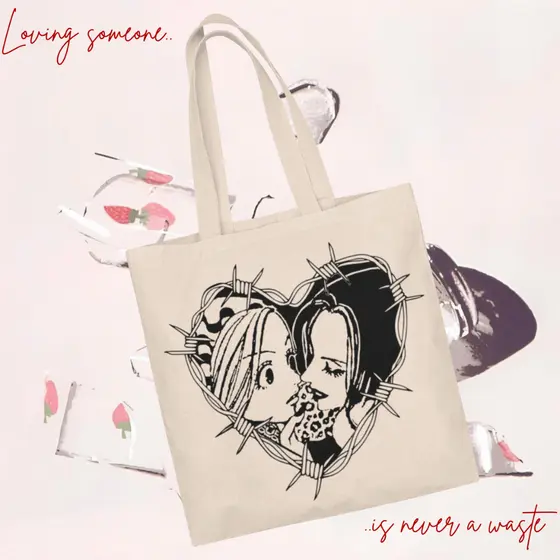 Bolsa Ecobag Anime Nana E Hachi Sacola Ecológica Mangá Em Algodão Cru