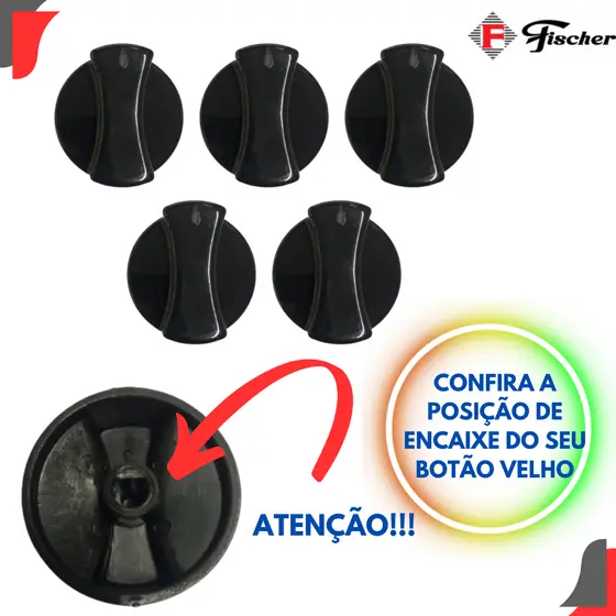 Kit Com 5 Botões Para Fogão Cooktop Fischer Envio Imediato