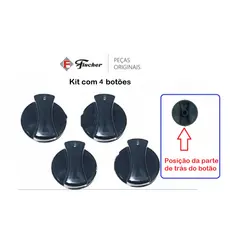 Kit 4 Botão Manipulador Ignição Cooktop Fischer Bisote Original